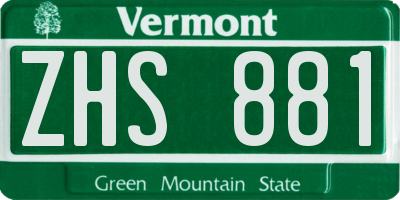 VT license plate ZHS881
