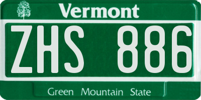 VT license plate ZHS886