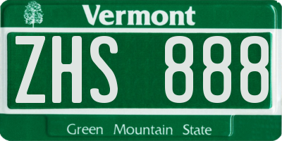 VT license plate ZHS888