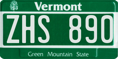 VT license plate ZHS890