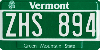 VT license plate ZHS894