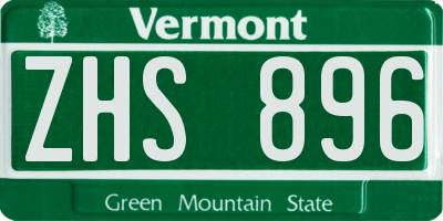 VT license plate ZHS896