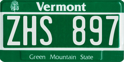 VT license plate ZHS897