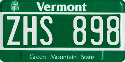 VT license plate ZHS898