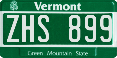 VT license plate ZHS899