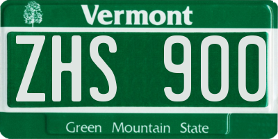 VT license plate ZHS900