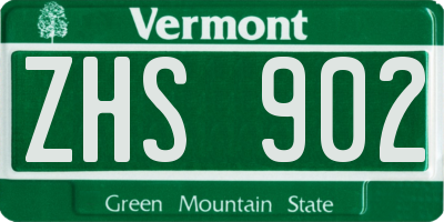 VT license plate ZHS902