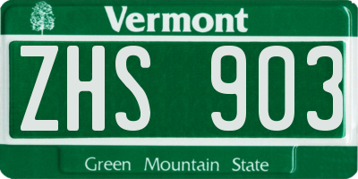 VT license plate ZHS903