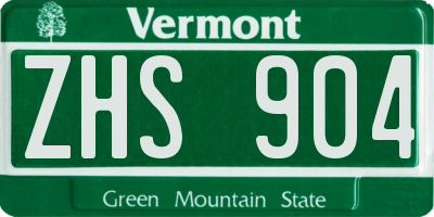 VT license plate ZHS904