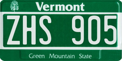 VT license plate ZHS905