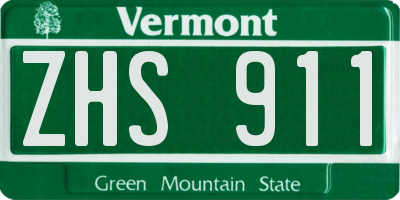 VT license plate ZHS911