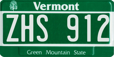 VT license plate ZHS912