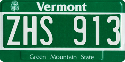 VT license plate ZHS913