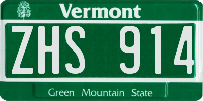 VT license plate ZHS914