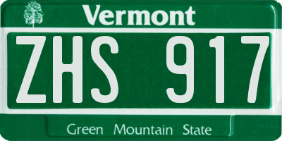 VT license plate ZHS917