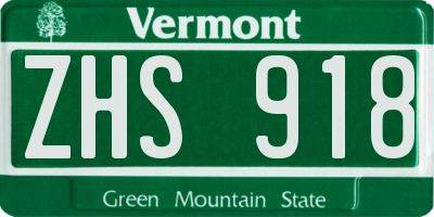 VT license plate ZHS918