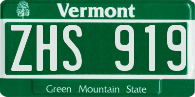 VT license plate ZHS919