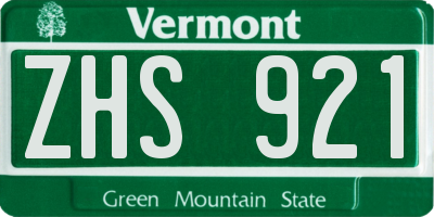 VT license plate ZHS921
