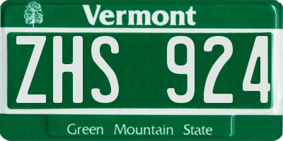VT license plate ZHS924