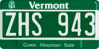 VT license plate ZHS943