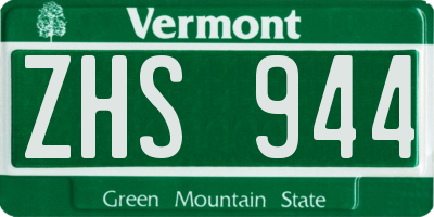 VT license plate ZHS944