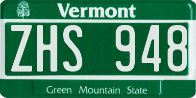 VT license plate ZHS948