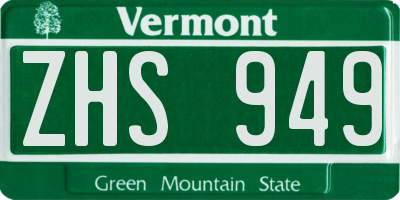 VT license plate ZHS949