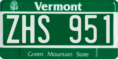 VT license plate ZHS951