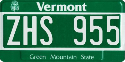 VT license plate ZHS955