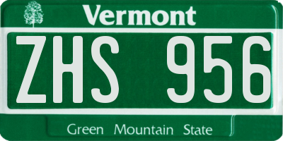 VT license plate ZHS956