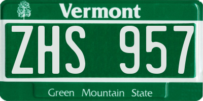 VT license plate ZHS957