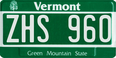 VT license plate ZHS960