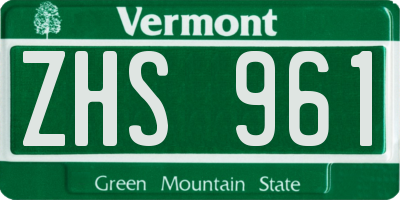VT license plate ZHS961