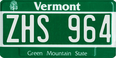 VT license plate ZHS964