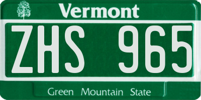 VT license plate ZHS965