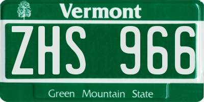 VT license plate ZHS966