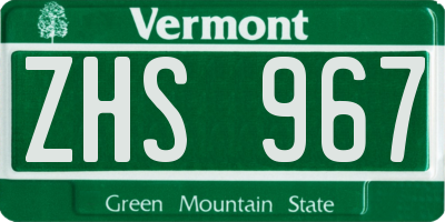 VT license plate ZHS967