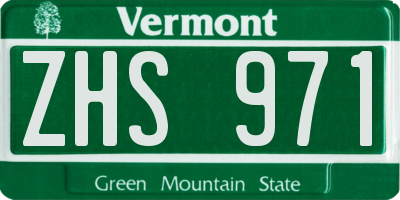 VT license plate ZHS971