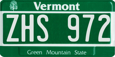 VT license plate ZHS972