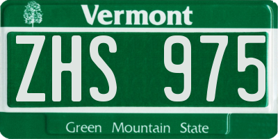 VT license plate ZHS975