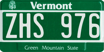 VT license plate ZHS976