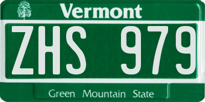 VT license plate ZHS979