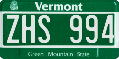 VT license plate ZHS994
