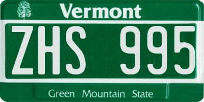 VT license plate ZHS995