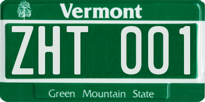 VT license plate ZHT001