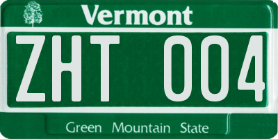 VT license plate ZHT004