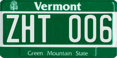 VT license plate ZHT006