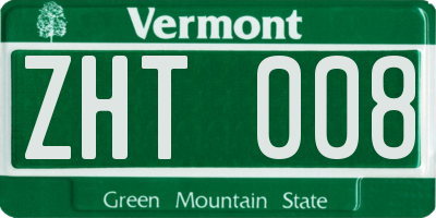 VT license plate ZHT008
