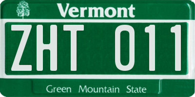 VT license plate ZHT011