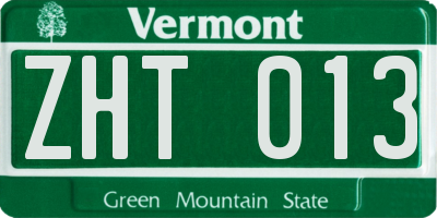 VT license plate ZHT013